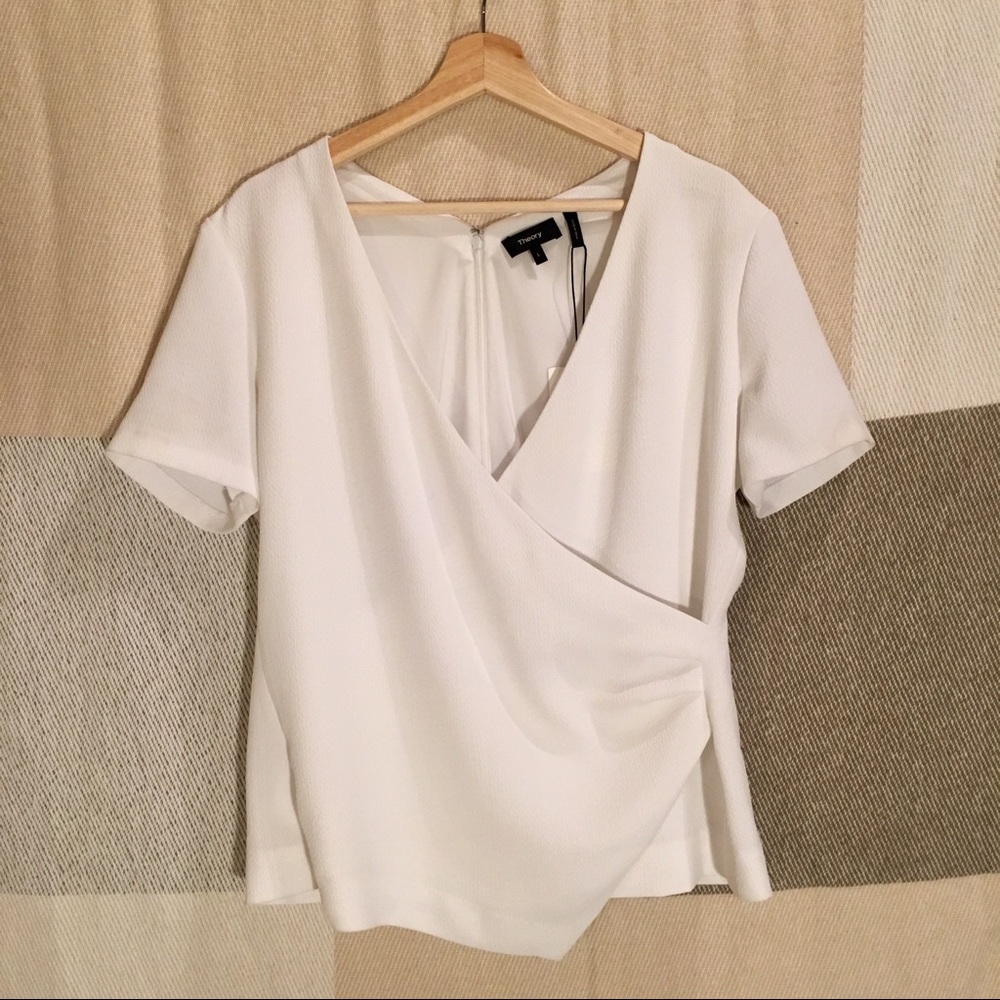 THEORY Karlista wrap-effect textured top
